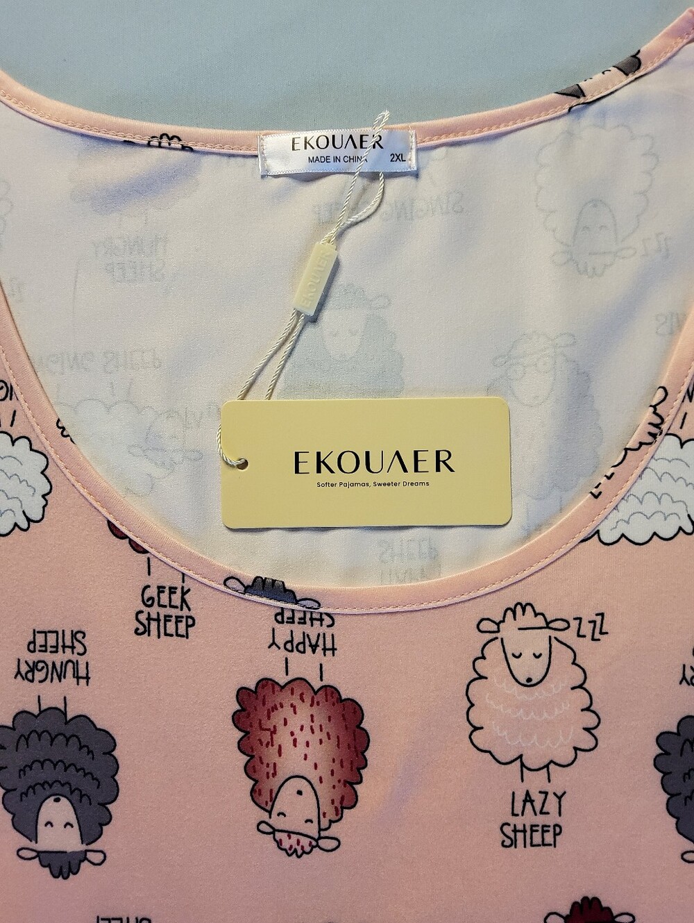 Women's Sleeveless Nightgown Trio -Light Blue Moon & Stars, Pink Sheep Print 2XL - Picture 11 of 16